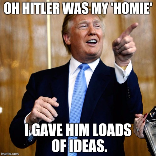 Donald Trump | OH HITLER WAS MY 'HOMIE'; I GAVE HIM LOADS OF IDEAS. | image tagged in donald trump | made w/ Imgflip meme maker