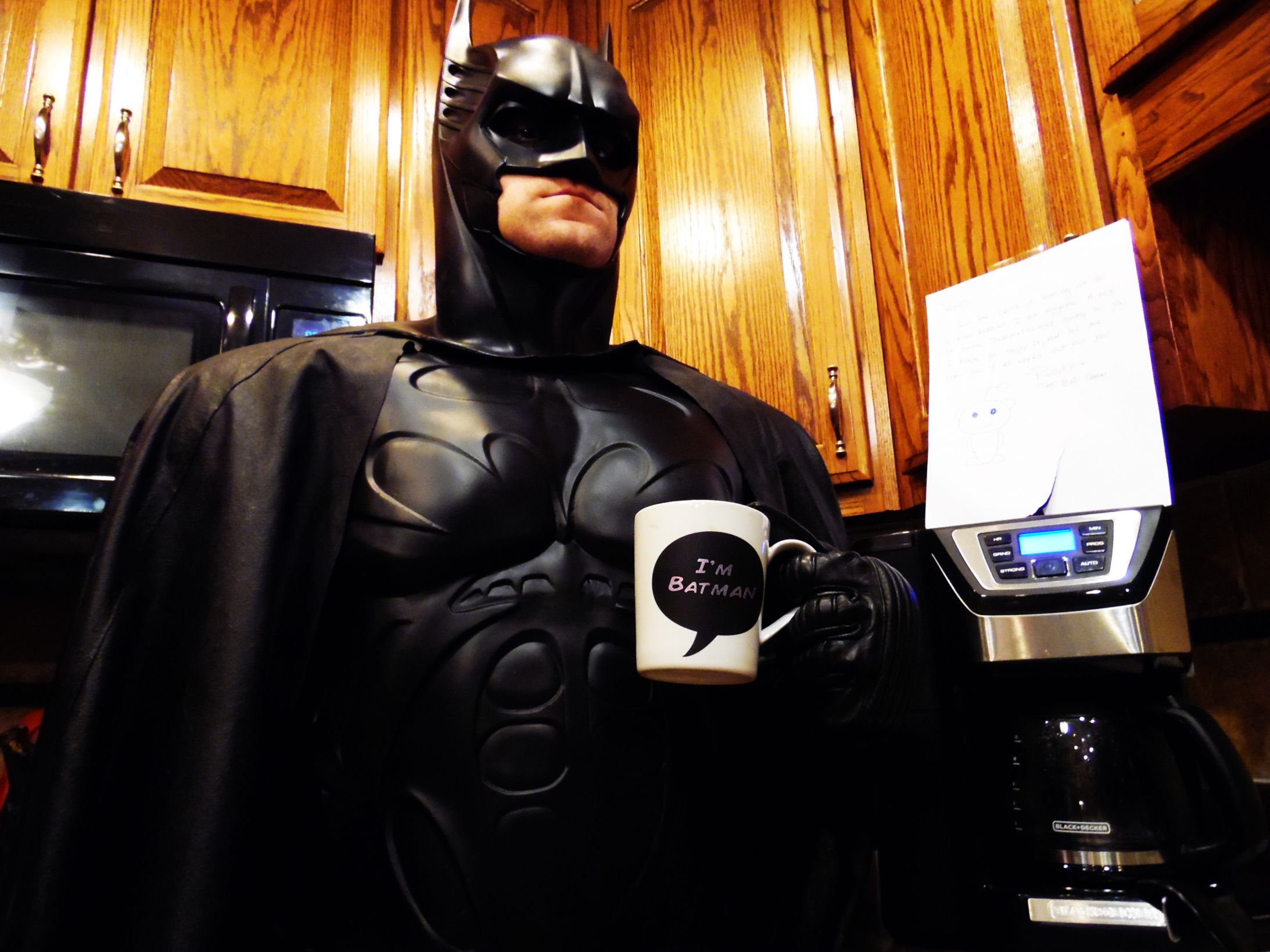 Batman drinking coffee Blank Meme Template
