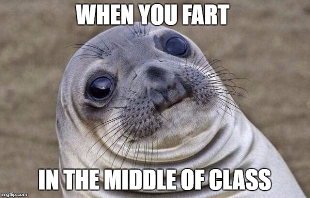 Awkward Moment Sealion Meme | WHEN YOU FART; IN THE MIDDLE OF CLASS | image tagged in memes,awkward moment sealion | made w/ Imgflip meme maker