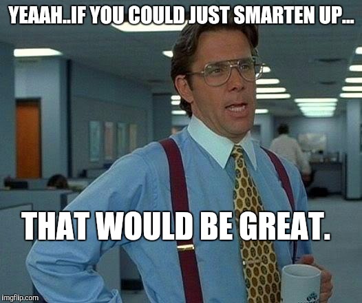 That Would Be Great Meme | YEAAH..IF YOU COULD JUST SMARTEN UP... THAT WOULD BE GREAT. | image tagged in memes,that would be great | made w/ Imgflip meme maker