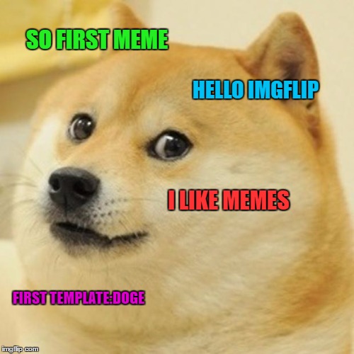 Greetings! | SO FIRST MEME; HELLO IMGFLIP; I LIKE MEMES; FIRST TEMPLATE:DOGE | image tagged in memes,doge | made w/ Imgflip meme maker