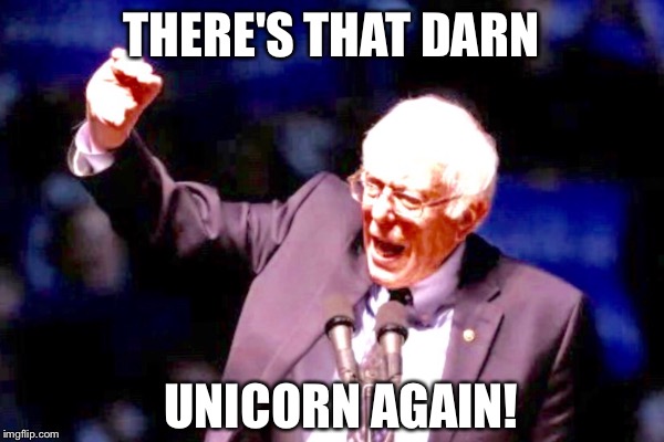 Purple Bernie | THERE'S THAT DARN; UNICORN AGAIN! | image tagged in bernie sanders,unicorn | made w/ Imgflip meme maker