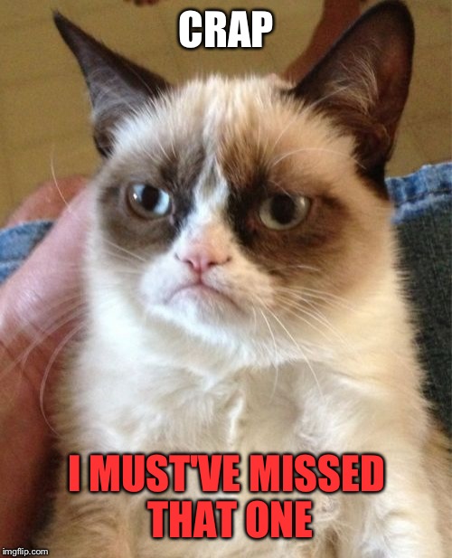 Grumpy Cat Meme | CRAP I MUST'VE MISSED THAT ONE | image tagged in memes,grumpy cat | made w/ Imgflip meme maker
