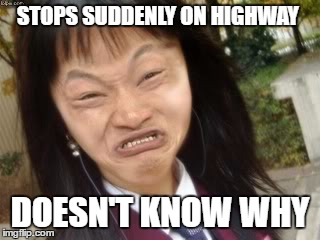 What does pewel on white mean? | STOPS SUDDENLY ON HIGHWAY; DOESN'T KNOW WHY | image tagged in asian humor,asian,humor,driving,funny | made w/ Imgflip meme maker