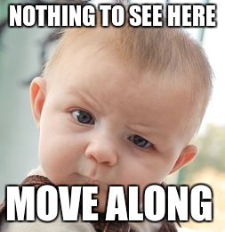 Skeptical Baby Meme | NOTHING TO SEE HERE MOVE ALONG | image tagged in memes,skeptical baby | made w/ Imgflip meme maker