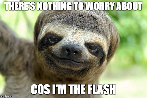 swag sloth with haircut | THERE'S NOTHING TO WORRY ABOUT; COS I'M THE FLASH | image tagged in swag sloth with haircut | made w/ Imgflip meme maker