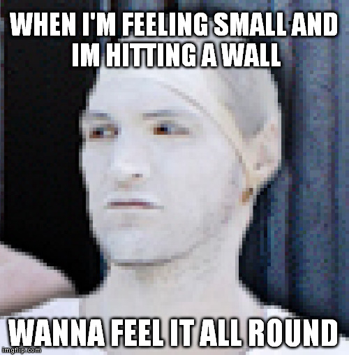 WHEN I'M FEELING SMALL
AND IM HITTING A WALL; WANNA FEEL IT ALL ROUND | made w/ Imgflip meme maker