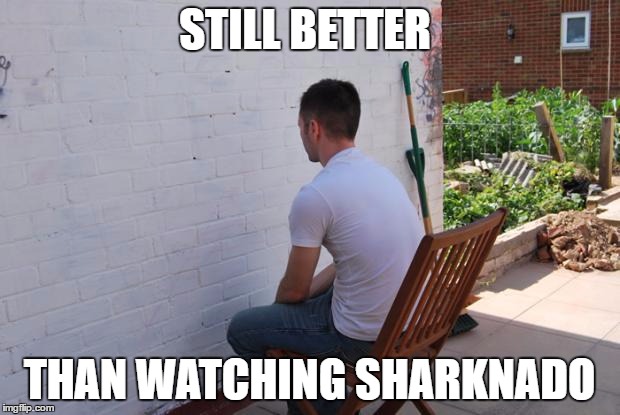 Platypus_hex gave me the idea! Thanks platypus_hex! | STILL BETTER; THAN WATCHING SHARKNADO | image tagged in paintdry,sharknado | made w/ Imgflip meme maker