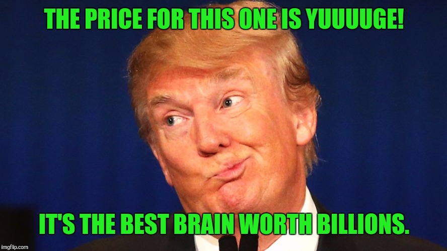 THE PRICE FOR THIS ONE IS YUUUUGE! IT'S THE BEST BRAIN WORTH BILLIONS. | made w/ Imgflip meme maker