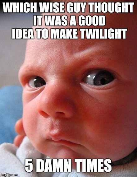 Damn it hollywood | WHICH WISE GUY THOUGHT IT WAS A GOOD IDEA TO MAKE TWILIGHT; 5 DAMN TIMES | image tagged in memes,funnymemes,funny | made w/ Imgflip meme maker