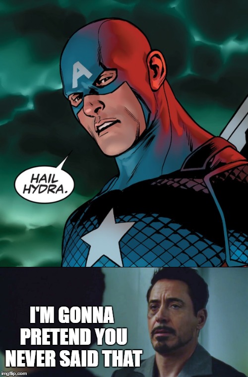 RDJr Doesn't Buy It | I'M GONNA PRETEND YOU NEVER SAID THAT | image tagged in hail hydra,captain america civil war,tony stark,robert downey jr,memes,funny | made w/ Imgflip meme maker