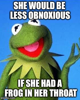 SHE WOULD BE LESS OBNOXIOUS IF SHE HAD A FROG IN HER THROAT | made w/ Imgflip meme maker