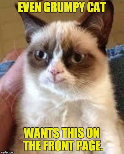 EVEN GRUMPY CAT WANTS THIS ON THE FRONT PAGE. | made w/ Imgflip meme maker