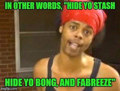 IN OTHER WORDS, "HIDE YO STASH HIDE YO BONG, AND FABREEZE" | made w/ Imgflip meme maker