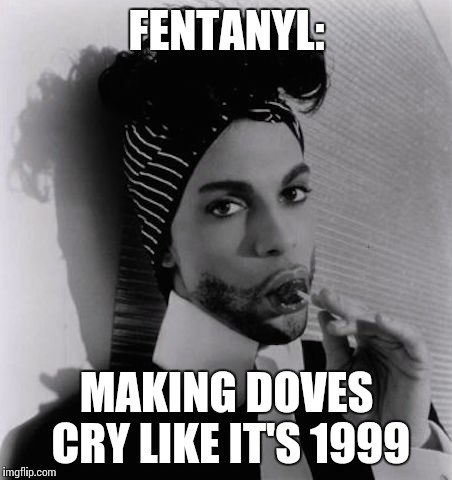 Prince meme | FENTANYL:; MAKING DOVES CRY LIKE IT'S 1999 | image tagged in prince meme | made w/ Imgflip meme maker