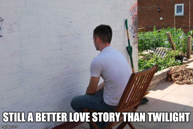 That character development though | STILL A BETTER LOVE STORY THAN TWILIGHT | image tagged in paintdry,funny,memes,better story | made w/ Imgflip meme maker