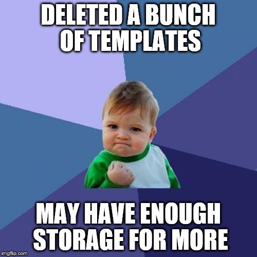 Success Kid Meme | DELETED A BUNCH OF TEMPLATES MAY HAVE ENOUGH STORAGE FOR MORE | image tagged in memes,success kid | made w/ Imgflip meme maker