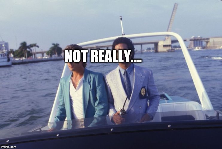 miami vice boat | NOT REALLY.... | image tagged in miami vice boat | made w/ Imgflip meme maker