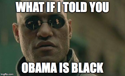 Matrix Morpheus | WHAT IF I TOLD YOU; OBAMA IS BLACK | image tagged in memes,matrix morpheus | made w/ Imgflip meme maker