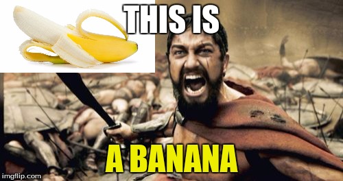 sparta leonidas banana | THIS IS; A BANANA | image tagged in memes,sparta leonidas,banana,funny | made w/ Imgflip meme maker