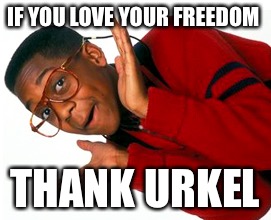 Freedom Urkel | IF YOU LOVE YOUR FREEDOM; THANK URKEL | image tagged in steve urkel | made w/ Imgflip meme maker