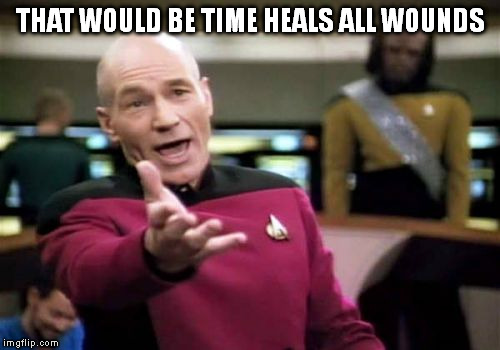 Picard Wtf Meme | THAT WOULD BE TIME HEALS ALL WOUNDS | image tagged in memes,picard wtf | made w/ Imgflip meme maker