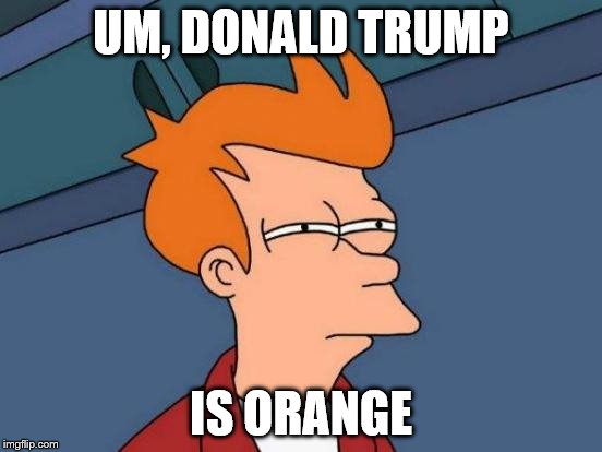 Futurama Fry Meme | UM, DONALD TRUMP IS ORANGE | image tagged in memes,futurama fry | made w/ Imgflip meme maker
