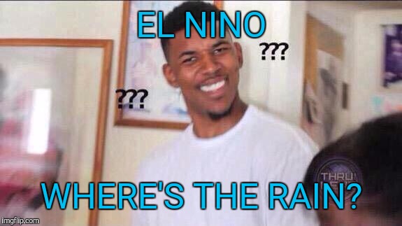 This meme is a little California-centric | EL NINO; WHERE'S THE RAIN? | image tagged in black guy confused | made w/ Imgflip meme maker