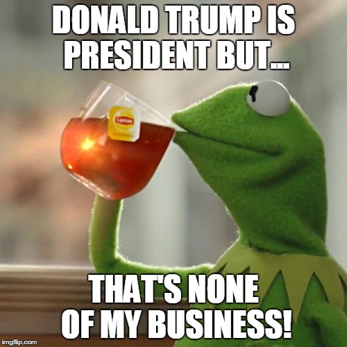 But That's None Of My Business | DONALD TRUMP IS PRESIDENT BUT... THAT'S NONE OF MY BUSINESS! | image tagged in memes,but thats none of my business,kermit the frog | made w/ Imgflip meme maker