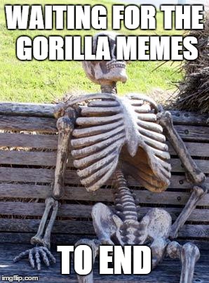 Waiting Skeleton Meme | WAITING FOR THE GORILLA MEMES TO END | image tagged in memes,waiting skeleton | made w/ Imgflip meme maker