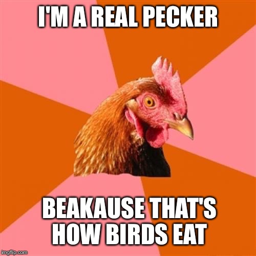 I'M A REAL PECKER BEAKAUSE THAT'S HOW BIRDS EAT | made w/ Imgflip meme maker