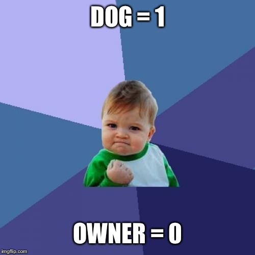 Success Kid Meme | DOG = 1 OWNER = 0 | image tagged in memes,success kid | made w/ Imgflip meme maker