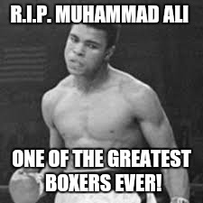 Goodbye Muhammad Ali! Rest in peace! | R.I.P. MUHAMMAD ALI; ONE OF THE GREATEST BOXERS EVER! | image tagged in rip,memes,other | made w/ Imgflip meme maker