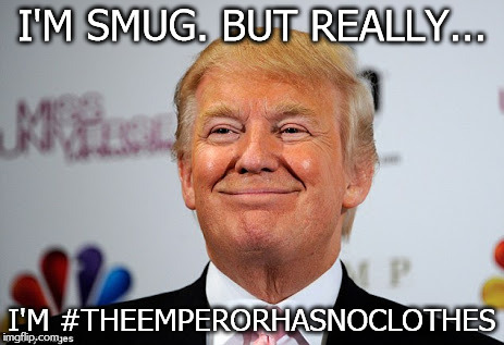 Donald trump approves | I'M SMUG. BUT REALLY... I'M #THEEMPERORHASNOCLOTHES | image tagged in donald trump approves | made w/ Imgflip meme maker