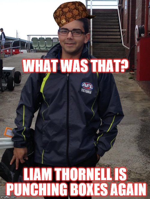 WHAT WAS THAT? LIAM THORNELL IS PUNCHING BOXES AGAIN | image tagged in scumbag | made w/ Imgflip meme maker