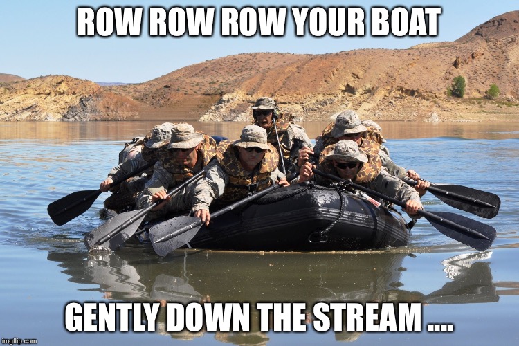 Row row row your boat | ROW ROW ROW YOUR BOAT GENTLY DOWN THE STREAM .... | image tagged in row row row your boat | made w/ Imgflip meme maker