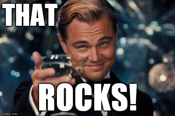 Leonardo Dicaprio Cheers Meme | THAT ROCKS! | image tagged in memes,leonardo dicaprio cheers | made w/ Imgflip meme maker