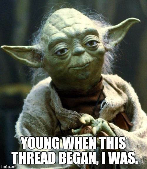 Star Wars Yoda | YOUNG WHEN THIS THREAD BEGAN, I WAS. | image tagged in memes,star wars yoda | made w/ Imgflip meme maker