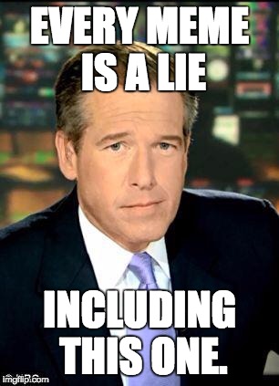 Brian Williams Was There 3 Meme | EVERY MEME IS A LIE; INCLUDING THIS ONE. | image tagged in memes,brian williams was there 3 | made w/ Imgflip meme maker