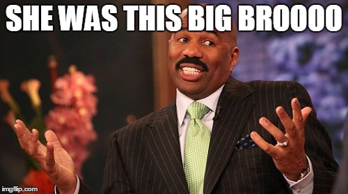 SHE WAS THIS BIG BROOOO | image tagged in memes,steve harvey | made w/ Imgflip meme maker