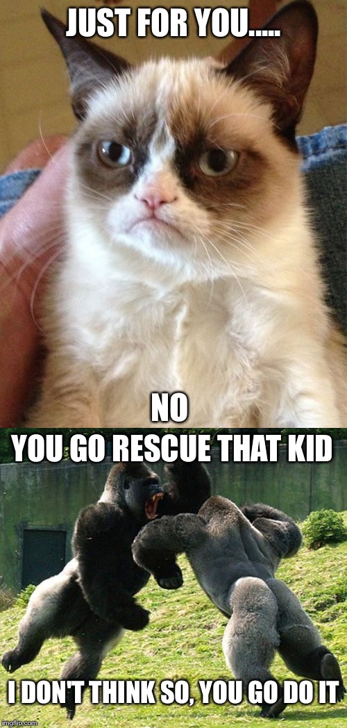 JUST FOR YOU..... NO YOU GO RESCUE THAT KID I DON'T THINK SO, YOU GO DO IT | made w/ Imgflip meme maker