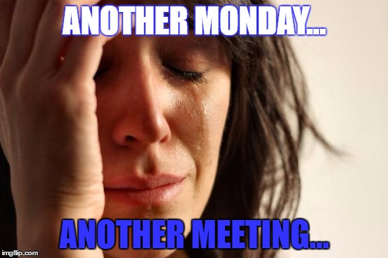 First World Problems Meme | ANOTHER MONDAY... ANOTHER MEETING... | image tagged in memes,first world problems | made w/ Imgflip meme maker
