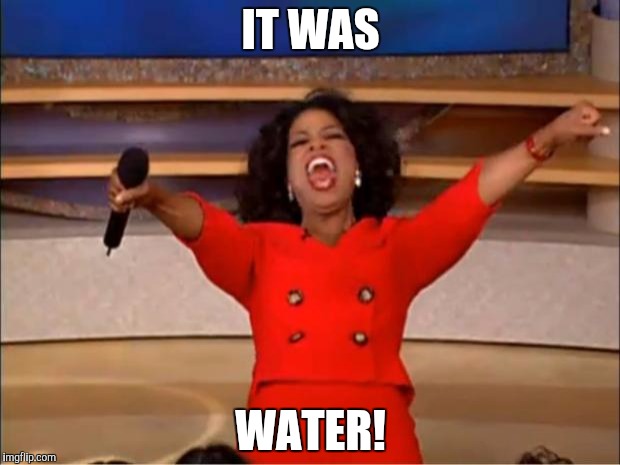 IT WAS WATER! | image tagged in memes,oprah you get a | made w/ Imgflip meme maker