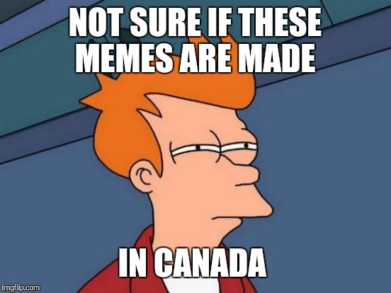 Futurama Fry Meme | NOT SURE IF THESE MEMES ARE MADE IN CANADA | image tagged in memes,futurama fry | made w/ Imgflip meme maker