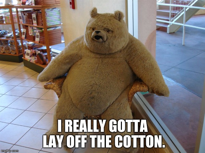 I REALLY GOTTA LAY OFF THE COTTON. | made w/ Imgflip meme maker
