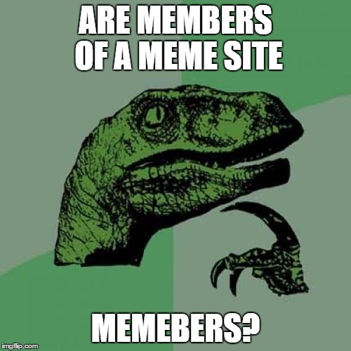 What say you? | ARE MEMBERS OF A MEME SITE; MEMEBERS? | image tagged in memes,philosoraptor,imgflip | made w/ Imgflip meme maker