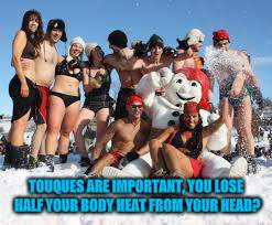 TOUQUES ARE IMPORTANT, YOU LOSE HALF YOUR BODY HEAT FROM YOUR HEAD? | made w/ Imgflip meme maker