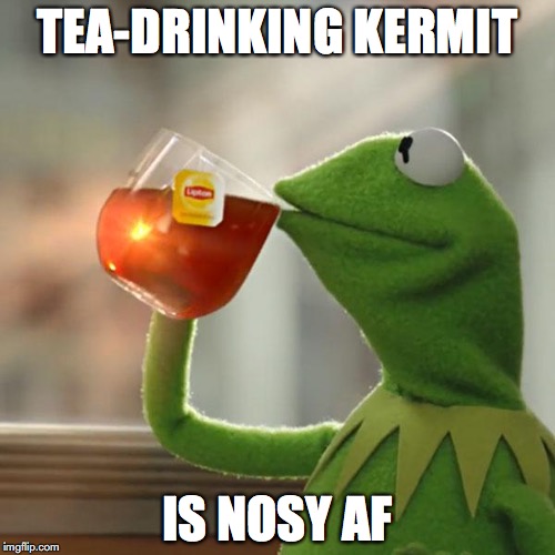 But That's None Of My Business Meme | TEA-DRINKING KERMIT; IS NOSY AF | image tagged in memes,but thats none of my business,kermit the frog | made w/ Imgflip meme maker