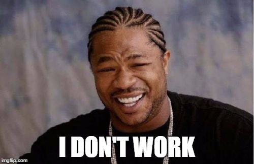 Yo Dawg Heard You Meme | I DON'T WORK | image tagged in memes,yo dawg heard you | made w/ Imgflip meme maker