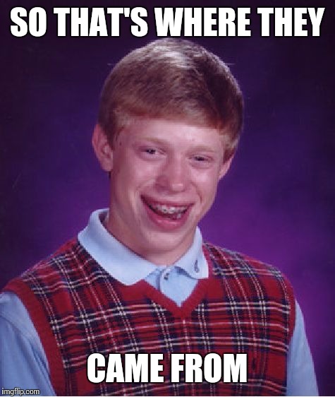 Bad Luck Brian Meme | SO THAT'S WHERE THEY CAME FROM | image tagged in memes,bad luck brian | made w/ Imgflip meme maker